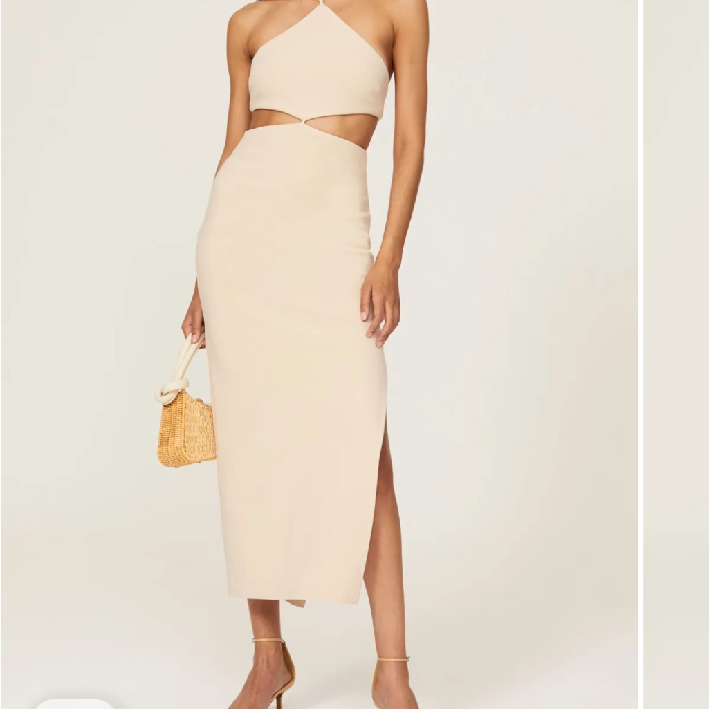 Bec & Bridge Cream Asymmetrical Midi Dress